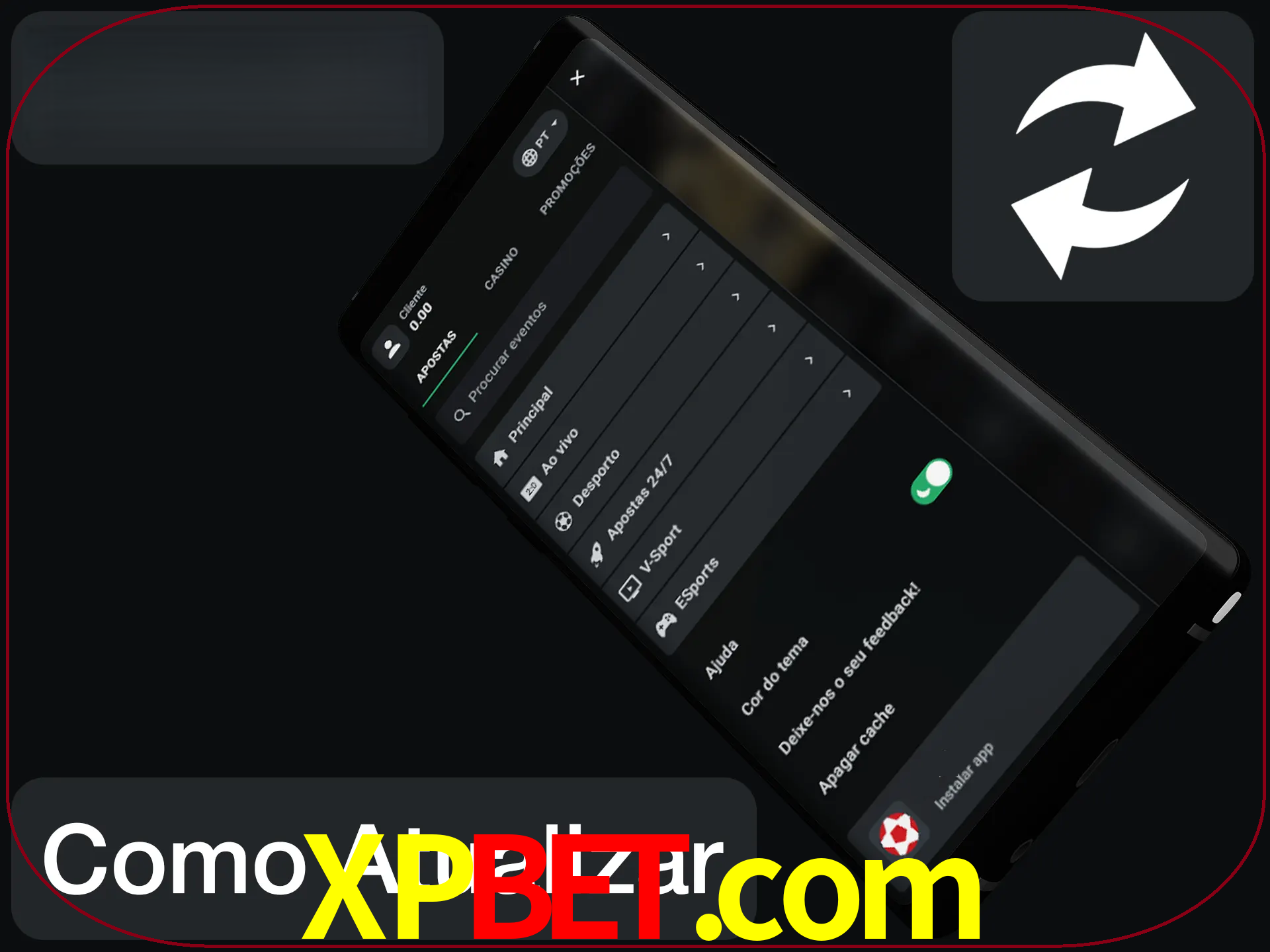 O aplicativo é atualizado automaticamente quando você faz o login.